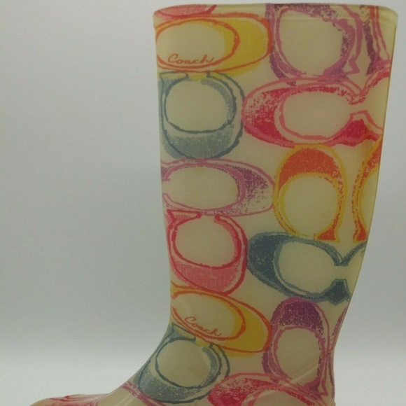 Coach Pixy Dream Signature C Rubber Rain Boots 6 B - Picture 3 of 7